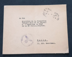 Enveloppe De Paris Vers Paris En Franchise Militaire Allemande Via La Poste Française Oblit Paris XVI Février 1942 - WW II