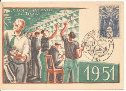 France Carte Postale Journee Du Timbre Nice 10-3-1951 - Giornata Del Francobollo