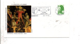 1 ER JOUR FLAMME TIMBRE CROIX ROUGE COLMAR 1985 - Commemorative Postmarks