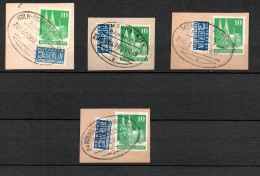 Alliierte Bes. 1948 Bauten Auf Briefstucke (4x) Gebraucht Mit Bahnpoststempel - Usados