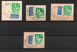 Alliierte Bes. 1948 Bauten Auf Briefstucke (4x) Gebraucht Mit Bahnpoststempel - Used