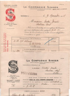 Vieux Papiers - Publicité   SINGER -1937 - ALGER - 2 Factures Illustrées - Enveloppe Timbrée - Reçus - Advertising