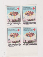 YUGOSLAVIA, 1987 5 Din Red Cross Charity Stamp  Imperforated Proof Bloc Of 4 MNH - Unused Stamps