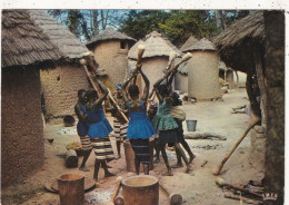 GABON. PORT- GENTIL (ENVOYE DE). GROUPE DE PILEUSES PREPARANT LE REPAS . ANNEE 1975 + TEXTE + TIMBRE - Gabon