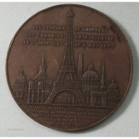 Médaille En Bronze Souvenir De L'ascension De La Tour Eiffel 1889 - Professionali/Di Società