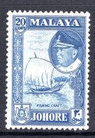 Malaysian States - Johore - 1960 Pictorials - 20c Fishing Craft HM (SG 161) - Johore