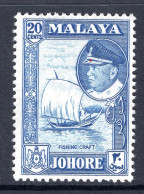 Malaysian States - Johore - 1960 Pictorials - 20c Fishing Craft HM (SG 161) - Johore