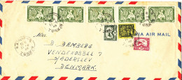 France Indochine Air Mail Cover Multi Franked Sent To Denmark From A Staff Member On M/S Manchuria Tjinstin China - Storia Postale