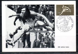 FRANCE FRANCIA 1972 OLYMPIC GAMES OLYMPICS HURDLER RING JEUX OLYMPIQUES DE MUNICH 1fr MAXI MAXIMUM CARD CARTE - 1970-1979