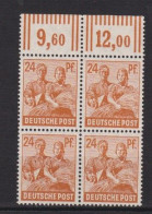 Bloc  4 Timbres  1947  24 Pf  N°  951 **  Allemagne  Occupation Alliée   Zone Interalliée AAS   Deutsche Post - Mint