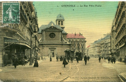 GRENOBLE - LA RUE FELIX POULAT - BELLE CARTE ENTOILEE - - Grenoble