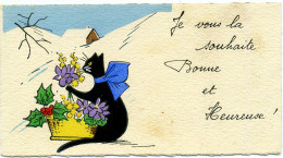 CHAT - Chat Noiravec Un Panier - Carte Mignonette - Cats