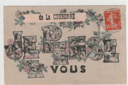 "  DE LA COURONNE JE PENSE A VOUS  "  .  CARTE AFFR SUR RECTO .  FEUILLET DORSAL DECOLLE .  2 SCANNES - Andere & Zonder Classificatie