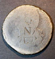 Monnaie Satirique Contre-marquée "2 Sols Louis XVI Regravée "N / LP " Napoléon I - Royaux / De Noblesse