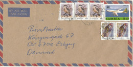 Zambia Air Mail Cover Sent To Denmark 8-8-1989 Topic Stamps BIRDS - Zambie (1965-...)