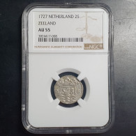 Provincial Dutch Netherlands Zeeland Zeelandia 2 Stuiver 1727 Silver NGC AU 55 - Provincial Coinage