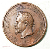 Médaille Visite De Napoléon III à Lille En 1867 Par J.C. Chaplain (6) - Profesionales/De Sociedad