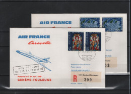 Schweiz Luftpost FFC  Air France 1.11.1969 Genf -toulouse - Eerste Vluchten