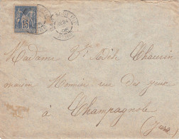 Enveloppe Adèle Chauvin, Maison Monnier, Rue Des Jeux à CHAMPAGNOLE (Jura) - Cachet Poste Bar/Seine, 1895 - Champagnole