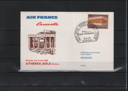 Schweiz Luftpost FFC  Air France 2.4.1970 Athen - Basel - Primi Voli