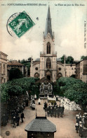 Pontcharra-sur-Turdine Canton De Tarare Place Un Jour De Fête Dieu Rhône N°101 Cpa Couleur Voyagée En 1909 En B.Etat - Pontcharra-sur-Turdine