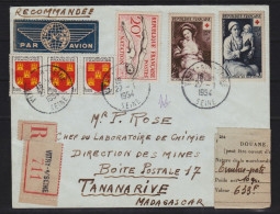 FRANCE - Lettre Par Avion  Recommandée - VITRY Pour TANANARIVE Le 27.1.54 Arrivée Le 30.1.57. - Brieven En Documenten