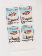 YUGOSLAVIA, 1987 20 Din Red Cross Charity Stamp  Imperforated Proof Bloc Of 4 MNH - Neufs