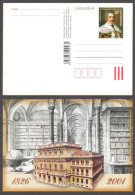 2001 Hungary  - 175th Anniv Library / MTA Hungarian Academy Of Sciences - STATIONERY POSTCARD Teleki József / Globe Book - Ganzsachen