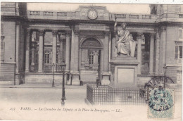 75. PARIS. CPA  .LA  CHAMBRE DES DEPUTES ET LA PLACE DE BOURGOGNE.   ANNÉE 1906 + TEXTE. - Autres Monuments, édifices