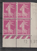 Semeuse 190* - Coin Daté Du 12/08/1931 De Galvano O De N + O - Unused Stamps