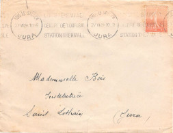 Enveloppe Mlle Bois, Institutrice à SAINT-LOTHAIN (Jura) - Cachet En Cire Au Verso, Poste Lons-le-Saunier, 1929 (2 Scans - Other & Unclassified