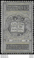 1921 Italia Dante 15c. Grigio NE Bc MNH Sassone N. 116A - Sonstige & Ohne Zuordnung