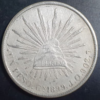 Republic Mexico 1 Un Peso Cap And Rays 1899 Silver Cn JQ VF - Mexiko