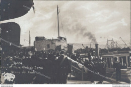 Ar30 Cartolina Spezia Citta' Nave Andrea Doria Arrivo Dei Reali 1913 - La Spezia