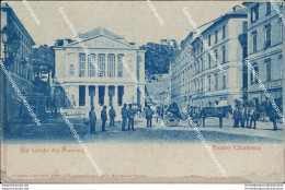 Az492 Cartolina Un Saluto Da Savona Citta' Teatro Chiabrera Liguria Inizio 900 - Savona