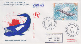Enveloppe  FDC  1er  Jour    T.A.A.F    Sanctuaire   Baleinier   Austral    1996 - FDC