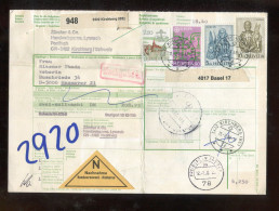 "SCHWEIZ" 1989, Auslands-Paketkarte Ex Kirchberg Nach Hannover, Frankatur ! (B2022) - Cartas & Documentos
