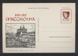 POLAND 1963 800TH ANNIV OF MIECHOW TOWN PC POSTAL STATIONERY MINT Cp 225 CREST HERALDRY Horses Churches Farming - Enteros Postales