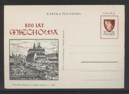 POLAND 1963 800TH ANNIV OF MIECHOW TOWN PC POSTAL STATIONERY MINT Cp 225 CREST HERALDRY Horses Churches Farming - Interi Postali