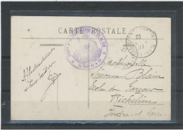 CACHET MILITAIRE -76 OISSEL -CP  FRAPPE TTB -DOUBLE  CERCLE VIOLET , 37mm -COMPie A3 DE TRAVAILLEURS DES CH. DE FER / - Guerre De 1914-18