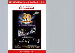 Carte Pub Type Flyer Cinéma GAUMONT 3D Mania - Autres & Non Classés
