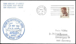 US Space Cover 1969. "Apollo 10" Recovery. USNS Mercury Tracking - United States