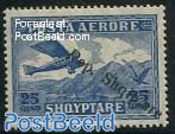 Albania 1927 25Q, Stamp Out Of Set, Unused (hinged), Nature - Transport - Birds - Aircraft & Aviation - Airplanes