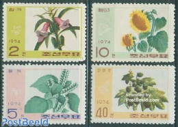 Korea, North 1974 Oil Seed Plants 4v, Mint NH, Nature - Flowers & Plants - Korea, North