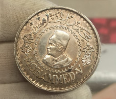 Marruecos Morocco 500 Francs Mohammed V 1956 Y# 54 Plata - Marocco