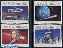 Samoa 1986 Halleys Comet 4v, Mint NH, Science - Transport - Astronomy - Space Exploration - Halley's Comet - Astrology