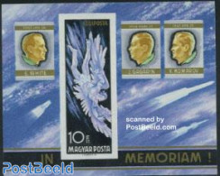 Hungary 1968 Space Accidents S/s Imperforated, Mint NH, History - Transport - Space Exploration - Disasters - Unused Stamps