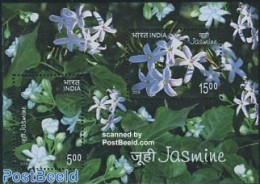 India 2008 Jasmine S/s, Scented, Mint NH, Nature - Various - Flowers & Plants - Scented Stamps - Ungebraucht