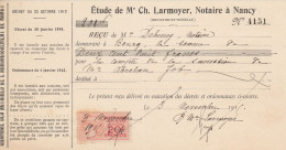 NANCY - MEURTHE ET MOSELLE  - NOTAIRE CH LARMOYER - RECU EN 1915 - Otros & Sin Clasificación