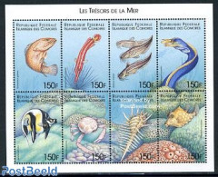 Comoros 1999 Marine Life 8v M/s, Epinephelus Guttatus, Mint NH, Nature - Fish - Fische